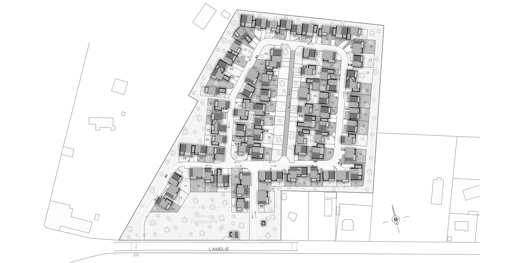 Plan de masse — 80 maisons individuelles
